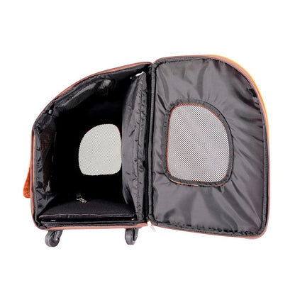 Ibiyaya New Liso Backpack Parallel Transport Pet Trolley- Orange/Brown Pet Carrier Ibiyaya