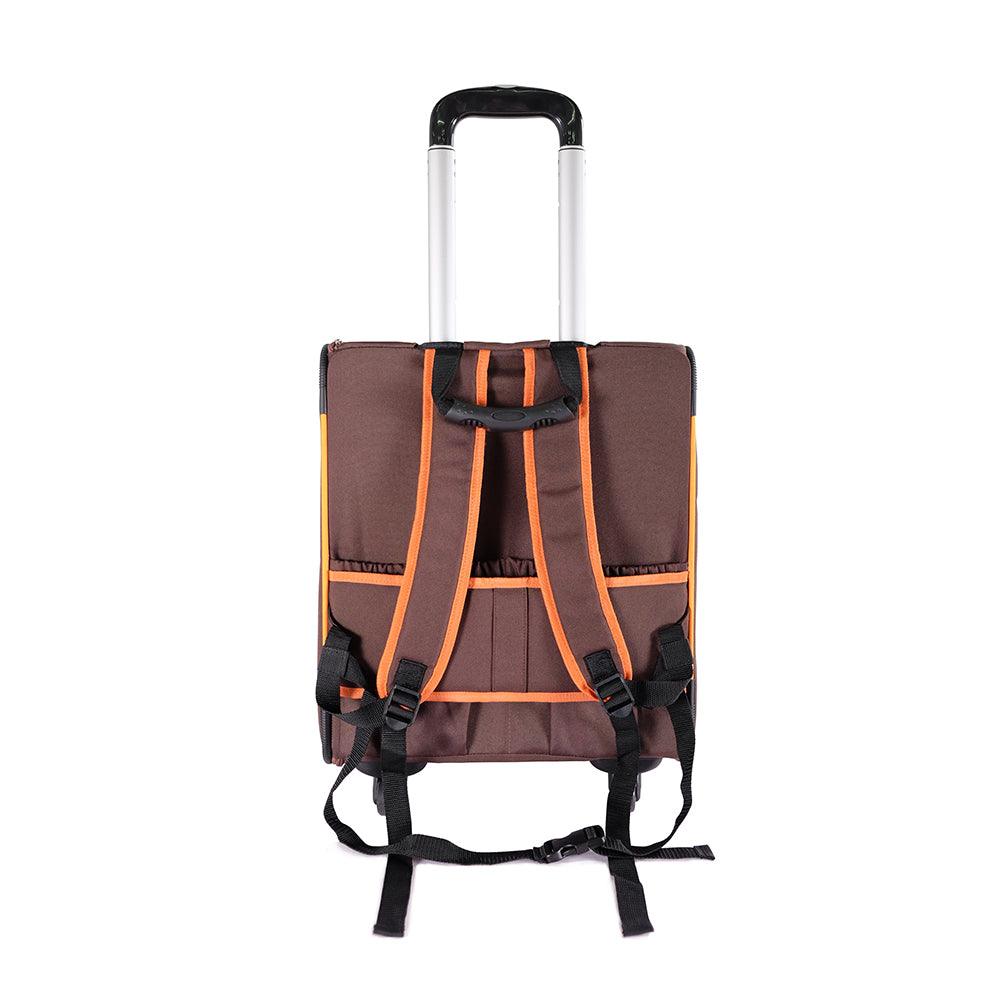 Ibiyaya New Liso Backpack Parallel Transport Pet Trolley - Orange/BrownWoofy and Whiskers