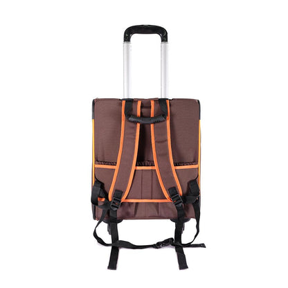 Ibiyaya New Liso Backpack Parallel Transport Pet Trolley- Orange/Brown Pet Carrier Ibiyaya