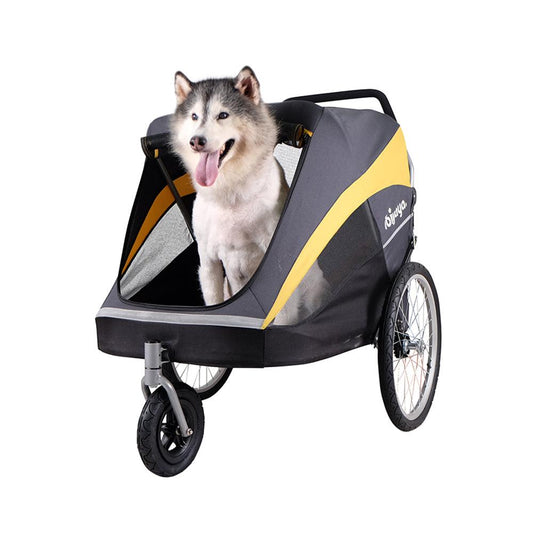 Ibiyaya The Hercules Heavy Duty Pet Stroller in Grey & YellowFor Big DogsWoofy and Whiskers