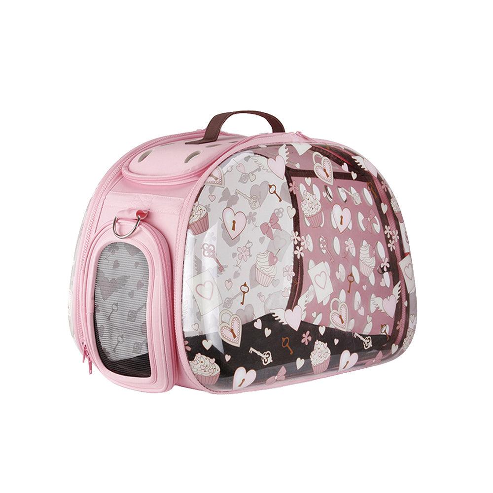 Ibiyaya Transparent Pet Carrier - Pink Valentine Pet Carrier Ibiyaya