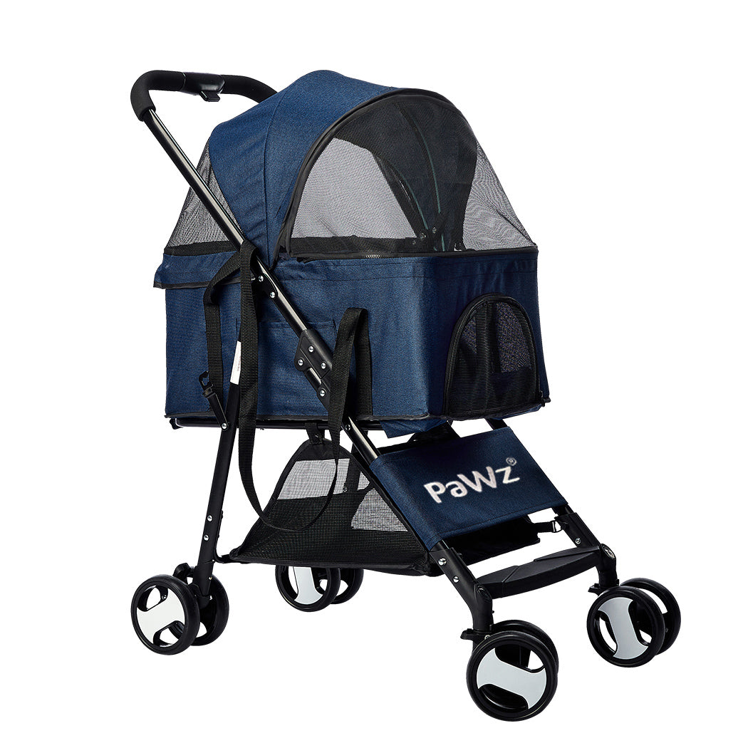 PaWz Large Pet Stroller Dog Cat Carrier Blue