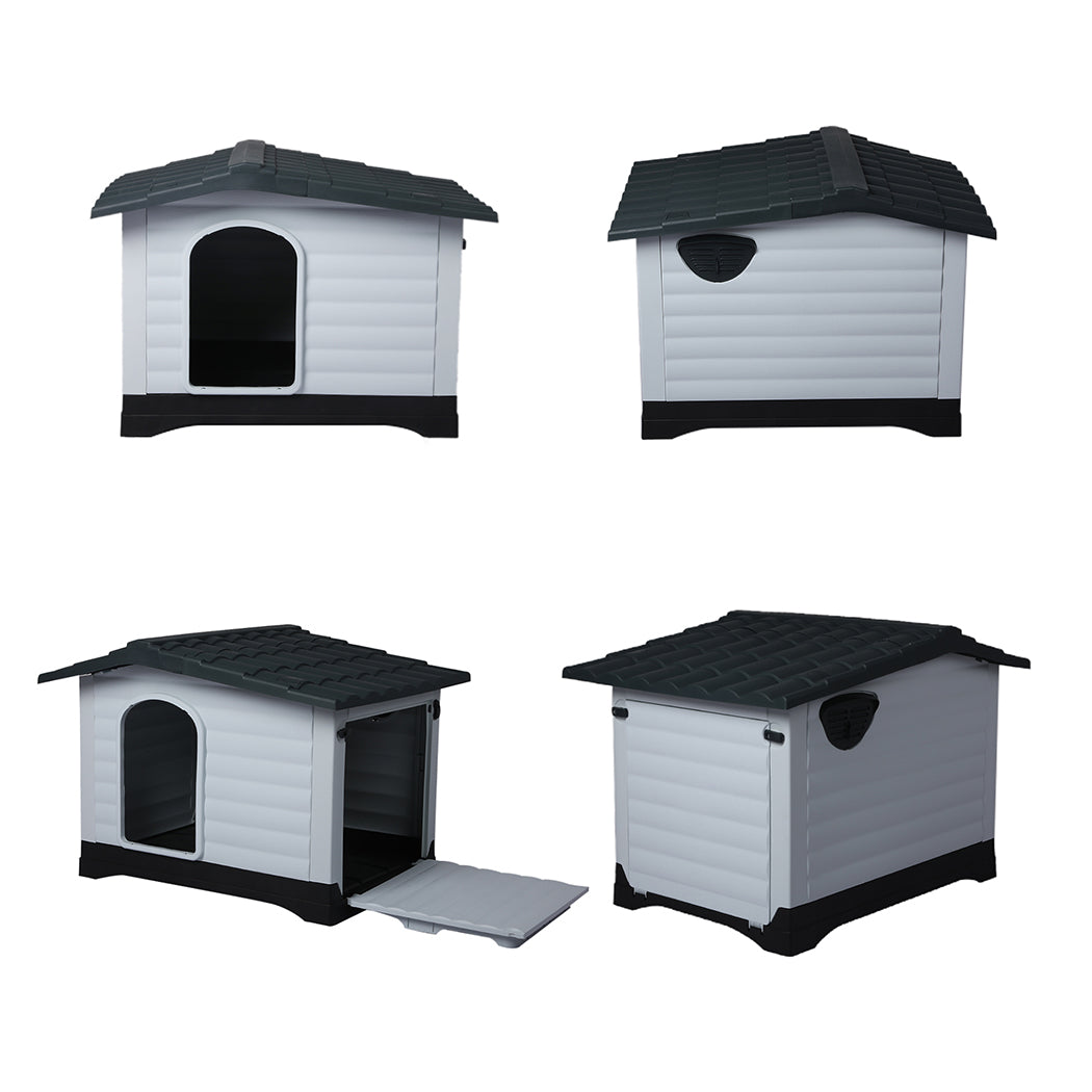 PaWz Dog Kennel Outdoor Indoor Plastic L Grey Pet Care > Dog Supplies > Dog Kennels PaWz