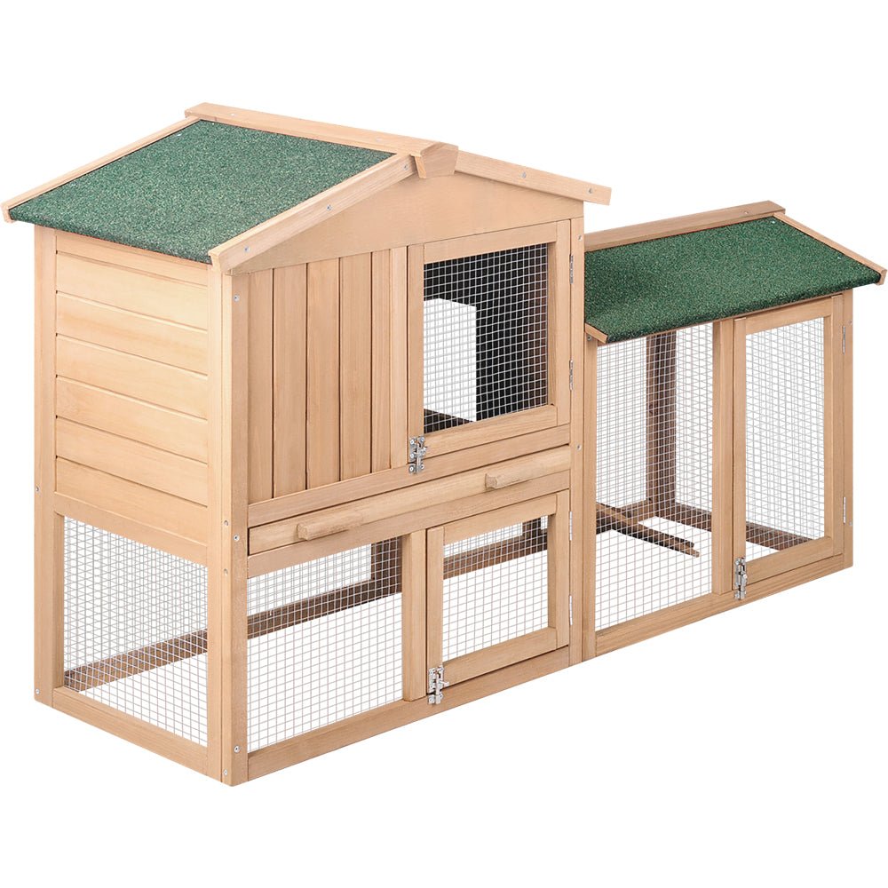 i.Pet Chicken Coop Rabbit Hutch 138cm x 44cm x 85cm Large House Run Cage Wooden OutdoorWoofy and Whiskers