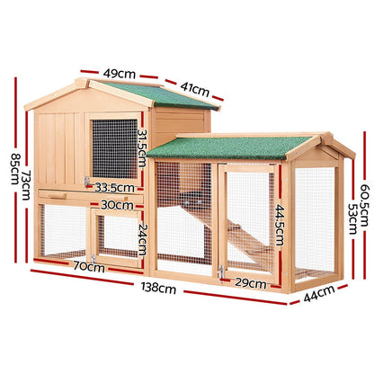 i.Pet Chicken Coop Rabbit Hutch 138cm x 44cm x 85cm Large House Run Cage Wooden Outdoor Pet Care > Coops & Hutches > Small Animal Habitats & Cages Woofy and Whiskers