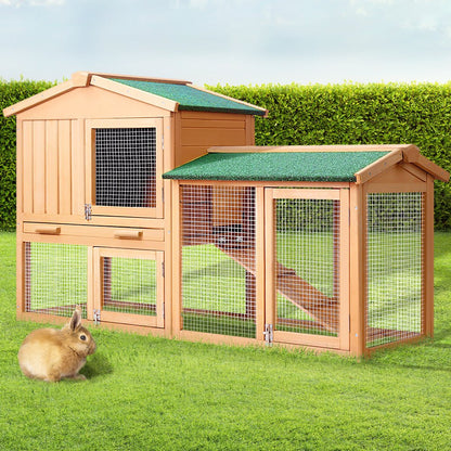 i.Pet Chicken Coop Rabbit Hutch 138cm x 44cm x 85cm Large House Run Cage Wooden Outdoor Pet Care > Coops & Hutches > Small Animal Habitats & Cages Woofy and Whiskers