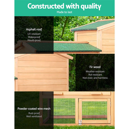i.Pet Chicken Coop Rabbit Hutch 138cm x 44cm x 85cm Large House Run Cage Wooden Outdoor Pet Care > Coops & Hutches > Small Animal Habitats & Cages Woofy and Whiskers