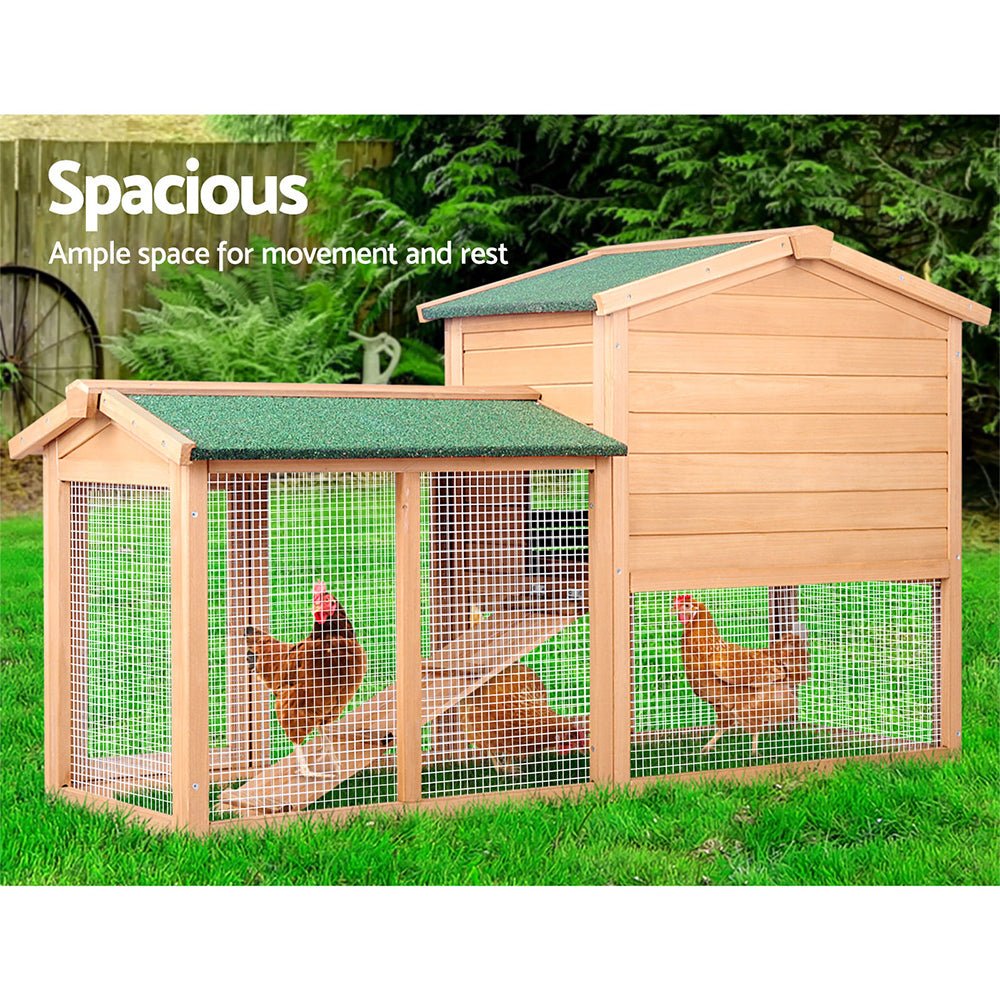 i.Pet Chicken Coop Rabbit Hutch 138cm x 44cm x 85cm Large House Run Cage Wooden OutdoorWoofy and Whiskers