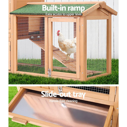 i.Pet Chicken Coop Rabbit Hutch 138cm x 44cm x 85cm Large House Run Cage Wooden Outdoor Pet Care > Coops & Hutches > Small Animal Habitats & Cages Woofy and Whiskers