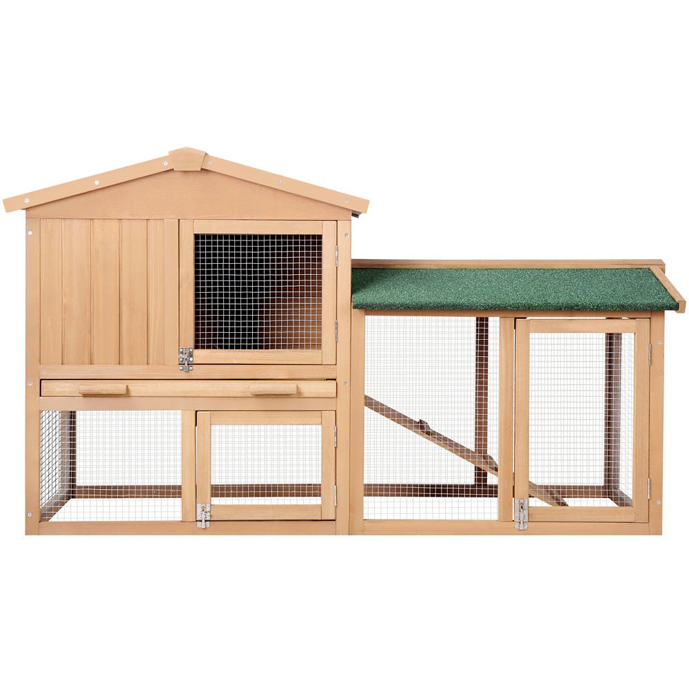 i.Pet Chicken Coop Rabbit Hutch 138cm x 44cm x 85cm Large House Run Cage Wooden OutdoorWoofy and Whiskers