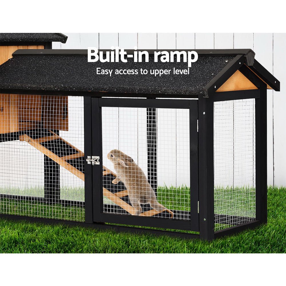 i.Pet Chicken Coop Rabbit Hutch 165cm x 43cm x 86cm Extra Large Run House Cage Wooden OutdoorWoofy and Whiskers