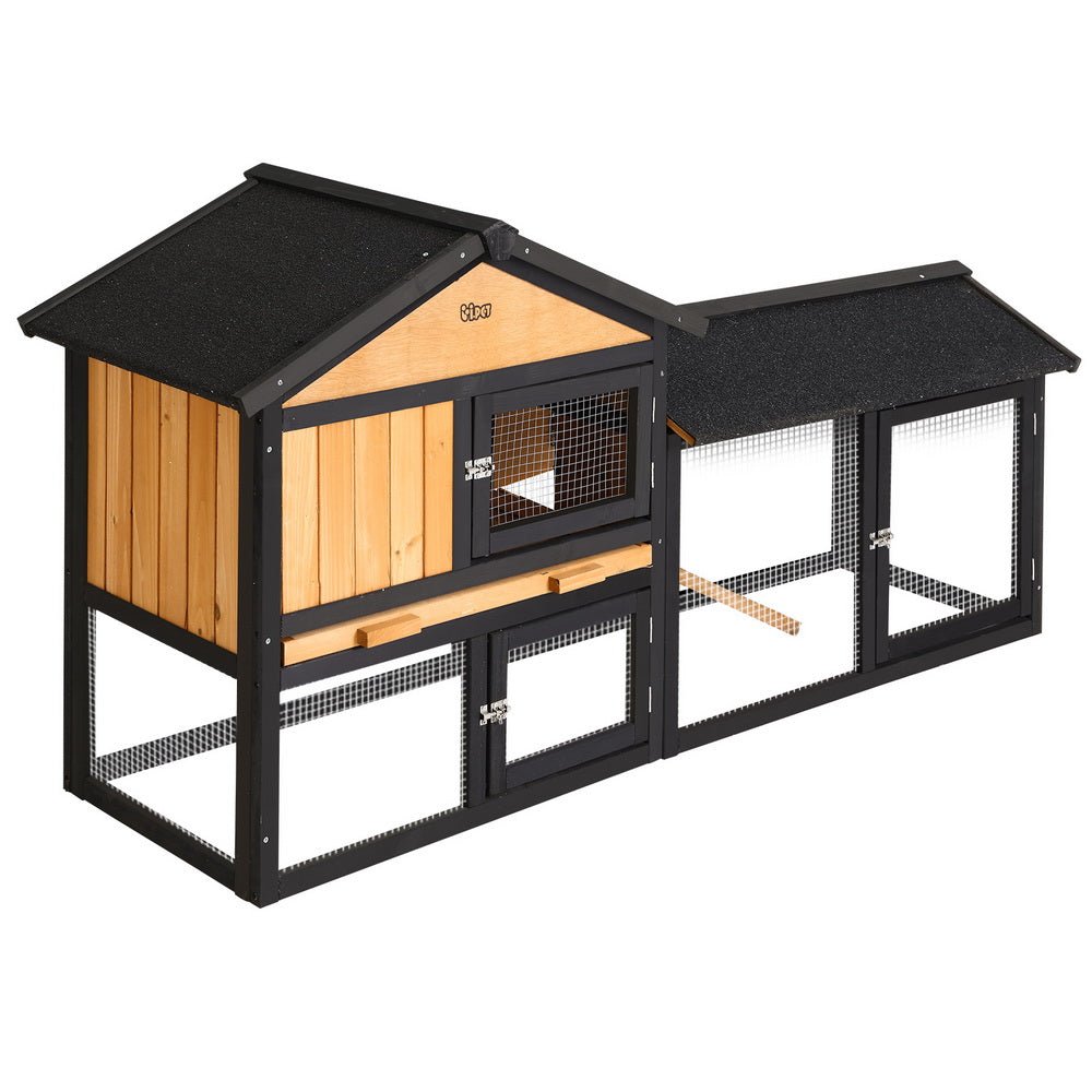 i.Pet Chicken Coop Rabbit Hutch 165cm x 43cm x 86cm Extra Large Run House Cage Wooden OutdoorWoofy and Whiskers