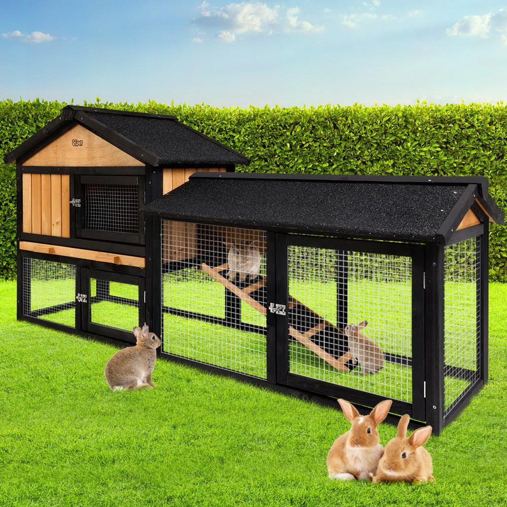 i.Pet Chicken Coop Rabbit Hutch 165cm x 43cm x 86cm Extra Large Run House Cage Wooden OutdoorWoofy and Whiskers