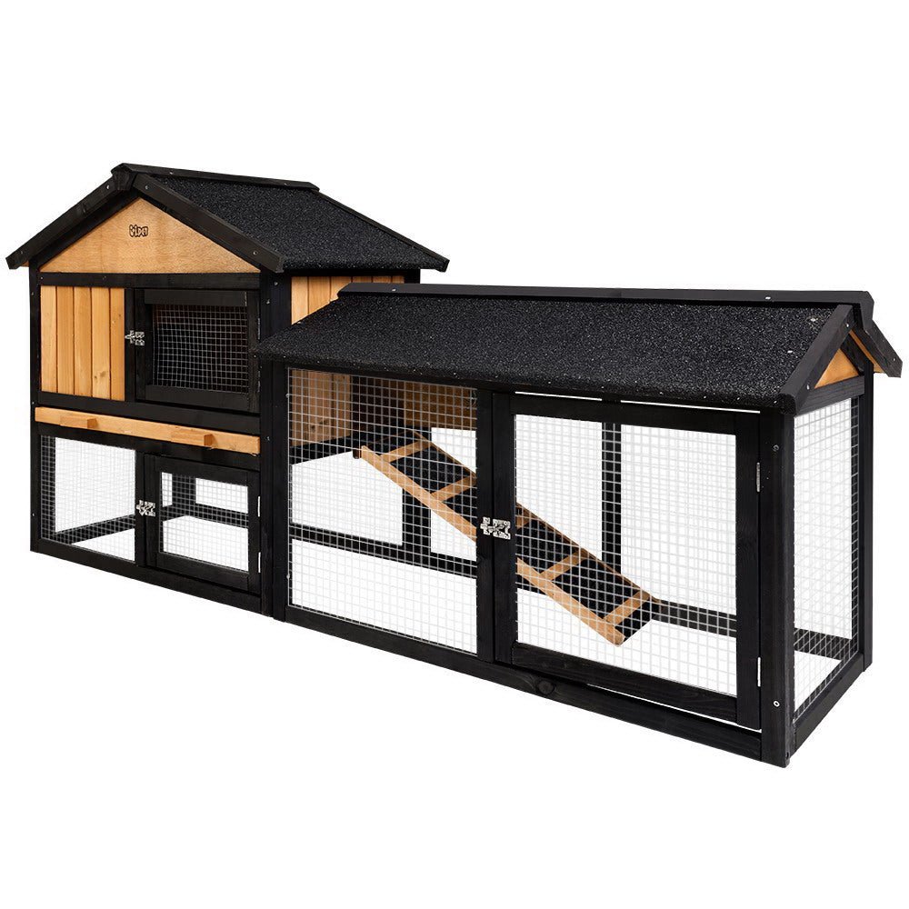 i.Pet Chicken Coop Rabbit Hutch 165cm x 43cm x 86cm Extra Large Run House Cage Wooden OutdoorWoofy and Whiskers