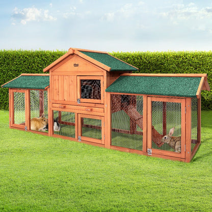 i.Pet Chicken Coop Rabbit Hutch 220cm x 44cm x 84cm Large Run Wooden Outdoor Bunny Cage House Pet Care > Coops & Hutches > Small Animal Habitats & Cages Woofy and Whiskers