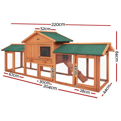 i.Pet Chicken Coop Rabbit Hutch 220cm x 44cm x 84cm Large Run Wooden Outdoor Bunny Cage House Pet Care > Coops & Hutches > Small Animal Habitats & Cages Woofy and Whiskers