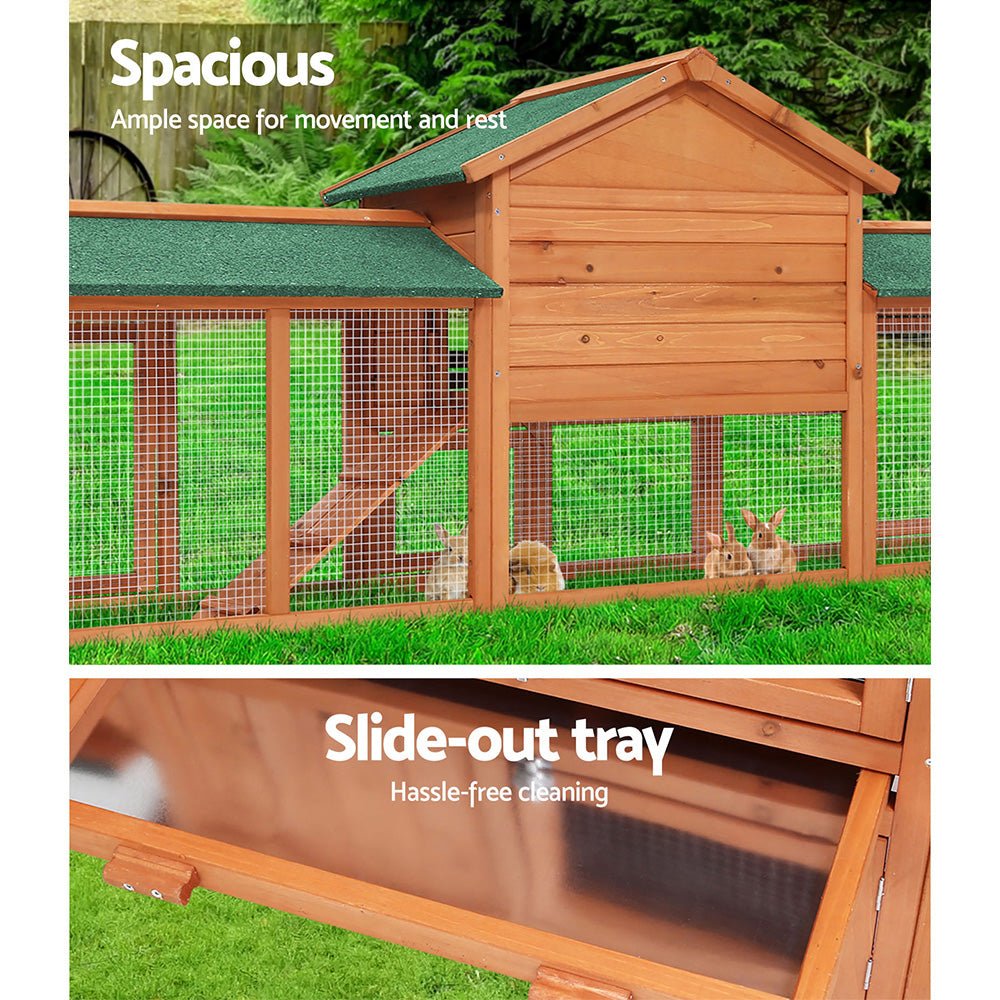 i.Pet Chicken Coop Rabbit Hutch 220cm x 44cm x 84cm Large Run Wooden Outdoor Bunny Cage HouseWoofy and Whiskers