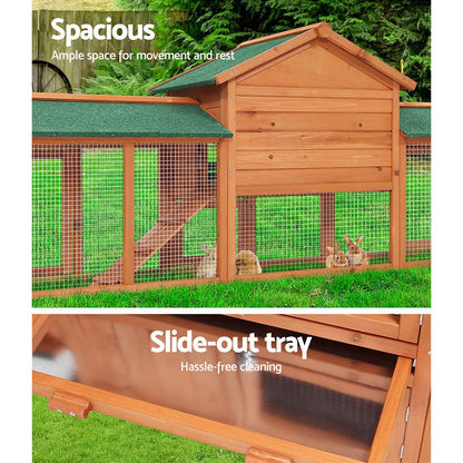 i.Pet Chicken Coop Rabbit Hutch 220cm x 44cm x 84cm Large Run Wooden Outdoor Bunny Cage House Pet Care > Coops & Hutches > Small Animal Habitats & Cages Woofy and Whiskers