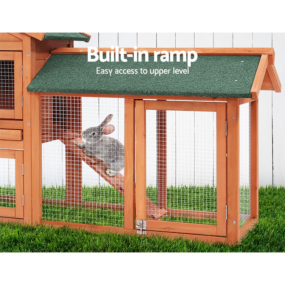 i.Pet Chicken Coop Rabbit Hutch 220cm x 44cm x 84cm Large Run Wooden Outdoor Bunny Cage HouseWoofy and Whiskers