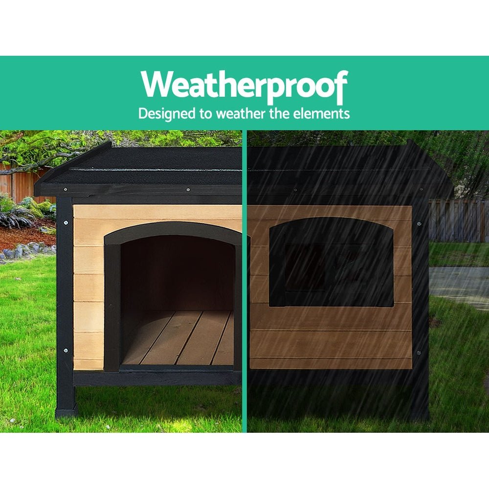 i.Pet Dog Kennel Extra Large Wooden Outdoor Indoor Puppy Pet House Cabin Crate WeatherproofWoofy and Whiskers