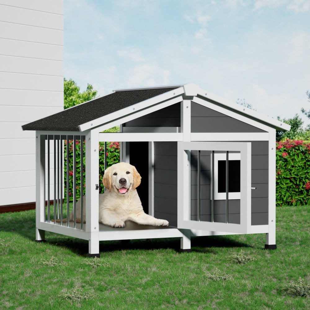 i.Pet Dog Kennel House Large Wooden Outdoor Pet Kennels Indoor Puppy Cabin HomeWoofy and Whiskers