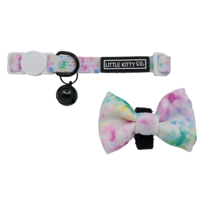 Cat Collar & Bow Tie: Cotton Candy cat collar & Bow Tie Little Kitty Co