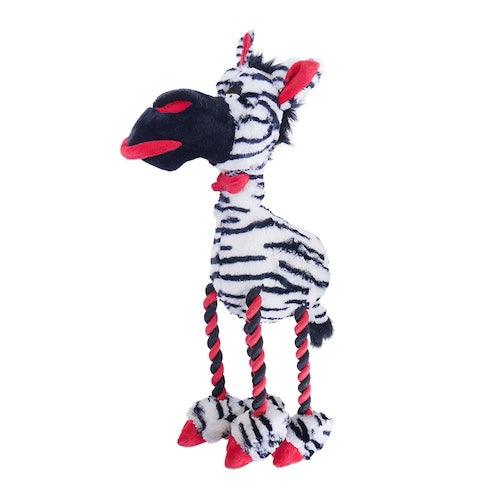 Luxury Dog Toy Large Zadie Zebra - High Quality Plush and RopeDog ToysRope Dog ToyWoofy and Whiskers