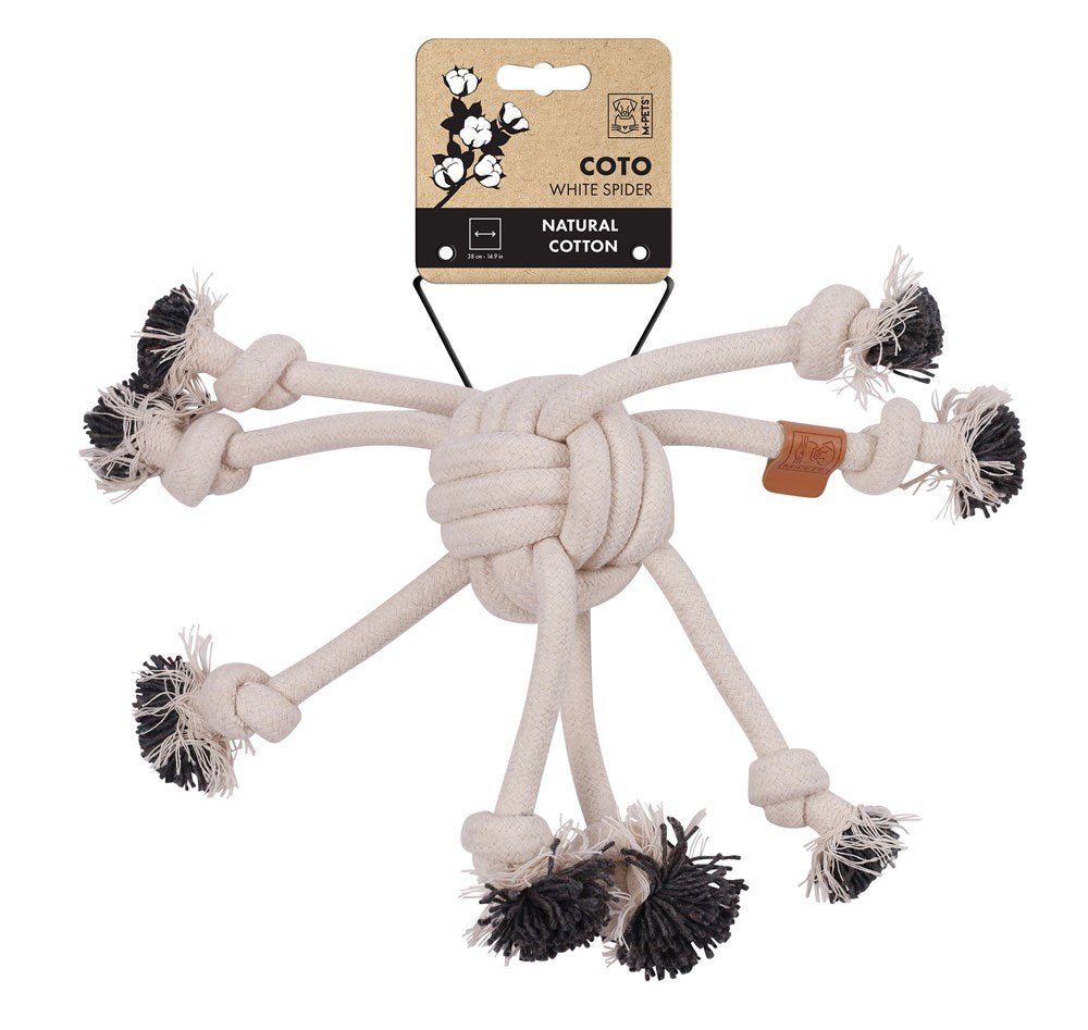 M-PETS COTO Eco rope dog toys Grey Spider 38cm Dog toys M-Pets White