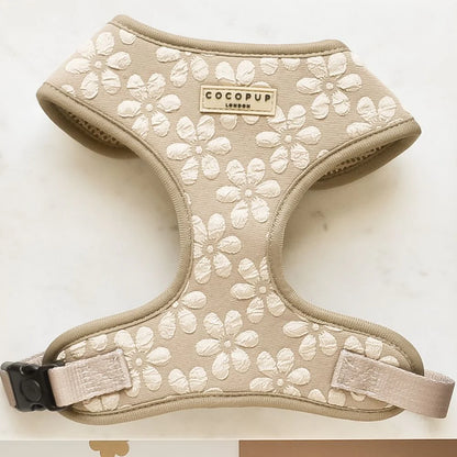 Cocopup London – LUXE Adjustable Neck Harness – Mocha Flower Pet Care > Dog Supplies > Dog Collars, Leads & Harnesses Cocopup London Harness XS