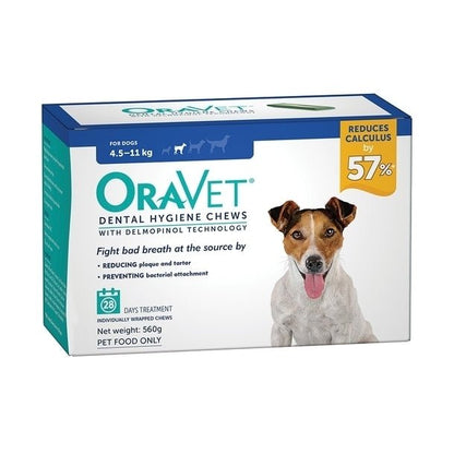 Oravet Plaque & Tartar Control Chews for Extra Small Dogs up to 4.5kg - 28-pack Pet oral care supplies Oravet Dogs 4.5 KG to 11 KGS - 28 PACK