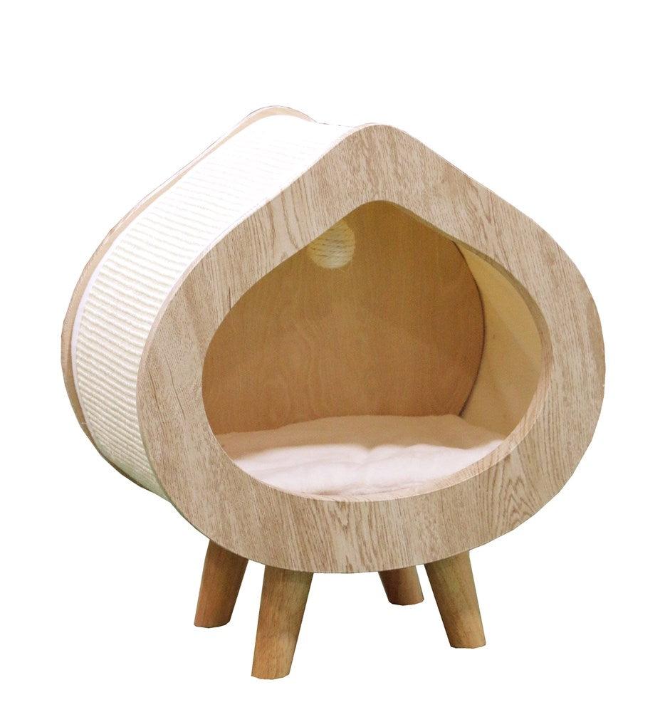 "Petsbelle Meditation Cat Bed: Stylish Comfort for Feline Serenity | Natural Solid Wood Design, 50x30x58cm Dimensions, Ideal Pet Retreat"Comfy Cat BedEnvonWoofy and Whiskers