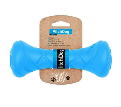 PitchDog – Barbell Dog toys Collar company Blue