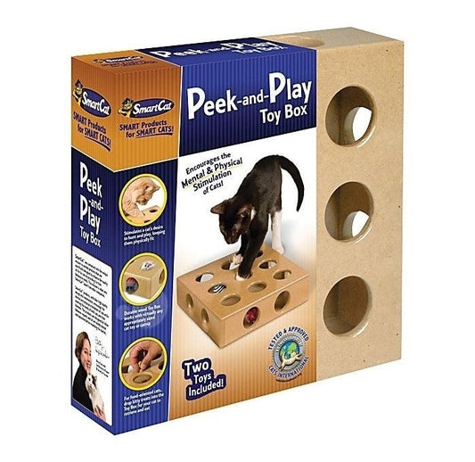 Smart Cat Original Peek-and-Play Interactive Cat Toy Box with Bonus Toys Cat Toys and Scratchers Smart cat