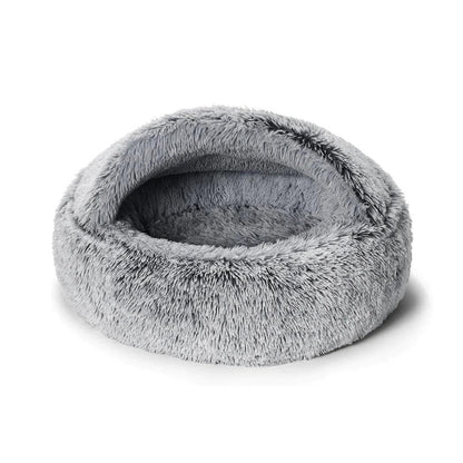 Snooza – Calming Hoodie Cuddler – Silver Fox pet bed Snooza