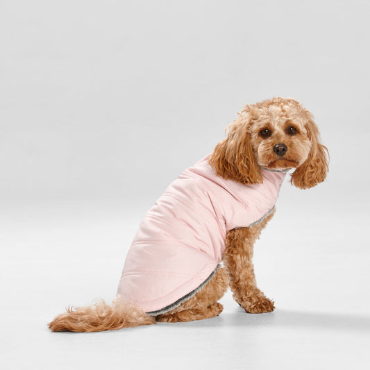 Snooza Wear – Puffer Parka – Pink dog jacket Woofy and Whiskers Large