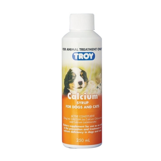 Troy Calcium Syrup Oral Supplement for Dogs & Cats 250mL Pet Vitamins & Supplements TROY