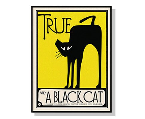 Wall Art 40cmx60cm Black Cat Black Frame Canvas cat artwork Woofy and Whiskers