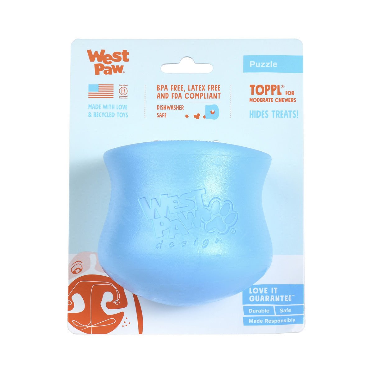 West Paw Toppl Treat Dispensing Wobbling Dog Toy & Food BowlDishwasher safedog suppliesWoofy and Whiskers