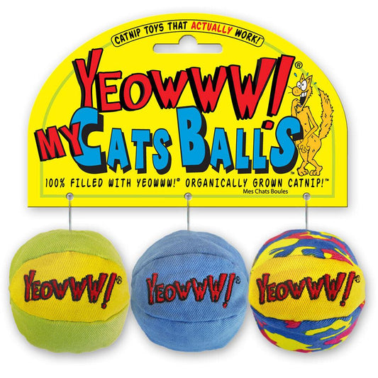 Yeowww! Cat Toys with Pure American Catnip - My Cat's Balls 3 - PackPure American CatnipYeowww! Cat ToysWoofy and Whiskers