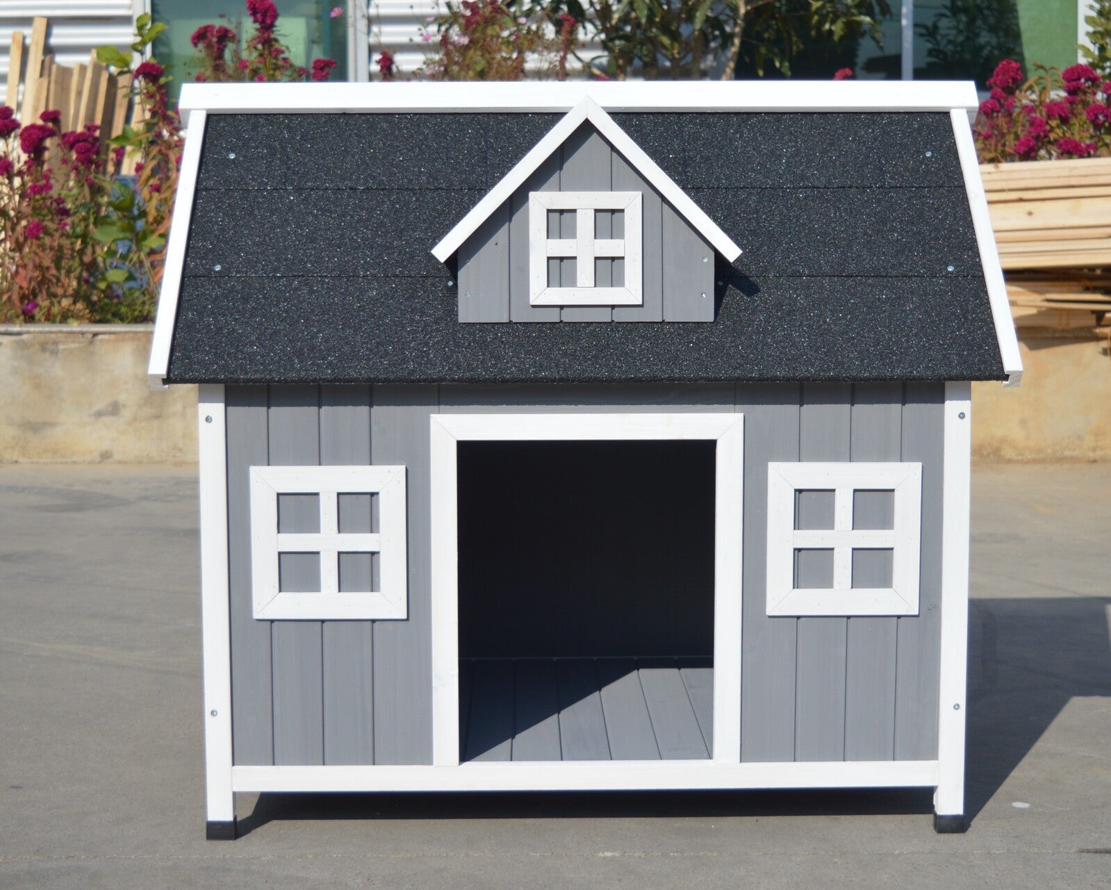 YES4PETS Grey Large Timber Pet Dog Puppy Wooden Cabin Kennel Timber House Pet Care > Dog Supplies > Dog Kennels Woofy and Whiskers