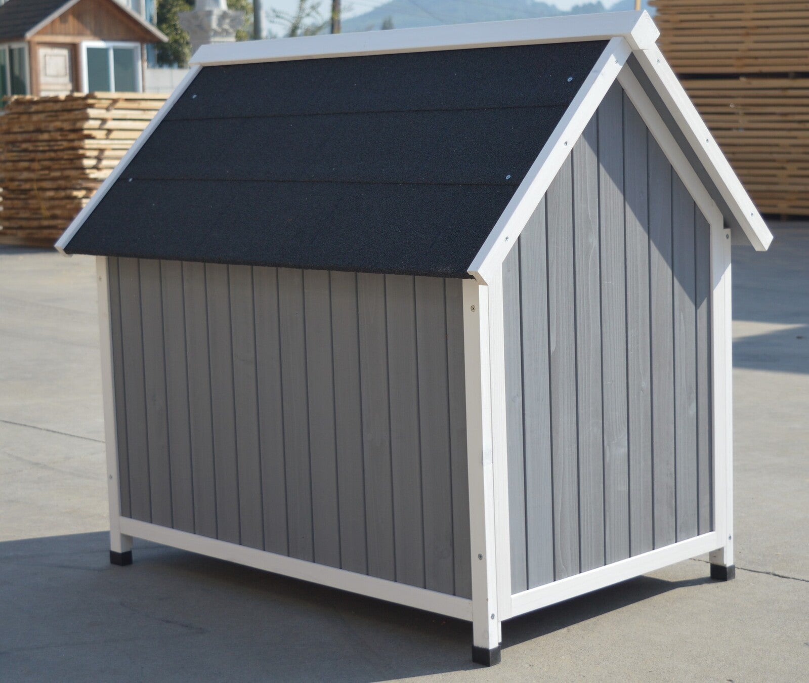 YES4PETS Grey Large Timber Pet Dog Puppy Wooden Cabin Kennel Timber House Pet Care > Dog Supplies > Dog Kennels Woofy and Whiskers