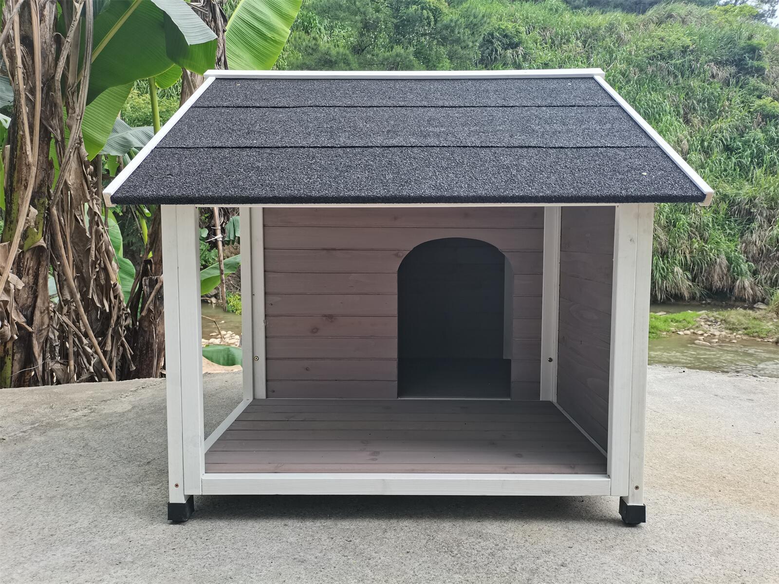 YES4PETS L Timber Pet Dog Kennel House Puppy Wooden Timber Cabin 130x105x100cm GreyWoofy and Whiskers