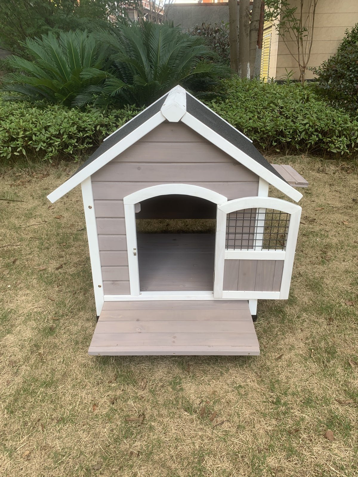 YES4PETS L Timber Pet Dog Kennel House Puppy Wooden Timber Cabin Grey Pet Care > Dog Supplies > Dog Kennels Woofy and Whiskers