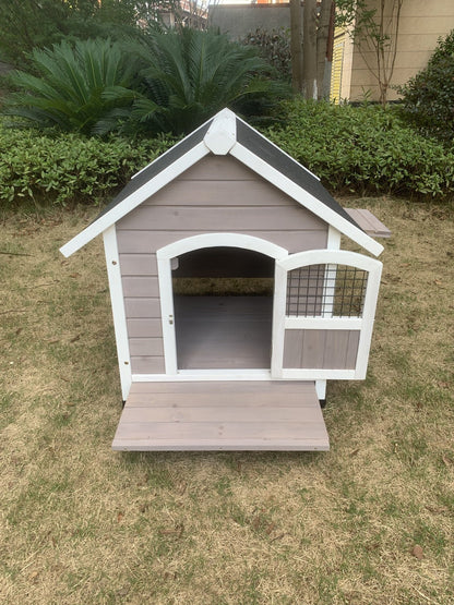 YES4PETS L Timber Pet Dog Kennel House Puppy Wooden Timber Cabin Grey Pet Care > Dog Supplies > Dog Kennels Woofy and Whiskers