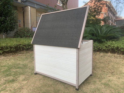 YES4PETS L Timber Pet Dog Kennel House Puppy Wooden Timber Cabin With Stripe White Pet Care > Dog Supplies > Dog Kennels Woofy and Whiskers