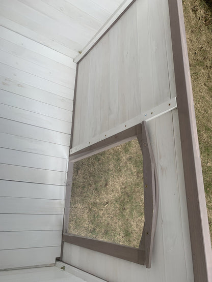 YES4PETS L Timber Pet Dog Kennel House Puppy Wooden Timber Cabin With Stripe White Pet Care > Dog Supplies > Dog Kennels Woofy and Whiskers