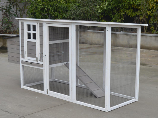 YES4PETS Large Chicken Coop Rabbit Hutch Cat Ferret Cage Hen Chook House Grey Pet Care > Coops & Hutches YES4PETS