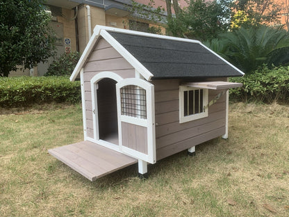YES4PETS XL Timber Pet Dog Kennel House Puppy Wooden Timber Cabin With Door Grey Pet Care > Dog Supplies > Dog Kennels Woofy and Whiskers