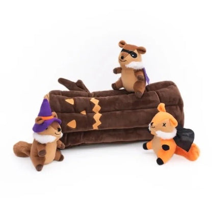 Zippy Paws Halloween Burrow Dog Toy - Haunted Log + 3 Squeaker Toys Dog toys zippy paws