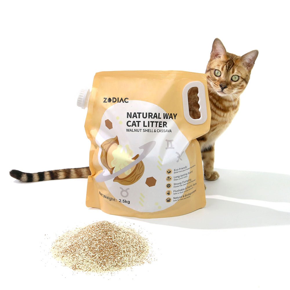 ZODIAC Natural Way Walnut Shell & Cassava Cat Litter 2.5Kgx4cassavaEco FriendlyWoofy and Whiskers